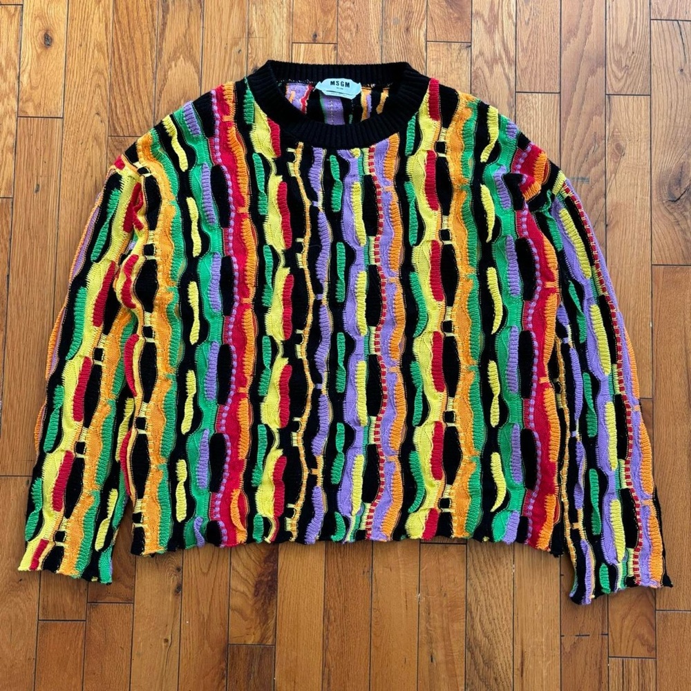 MSGM COOGI Style Crochet Jacquard Sweater